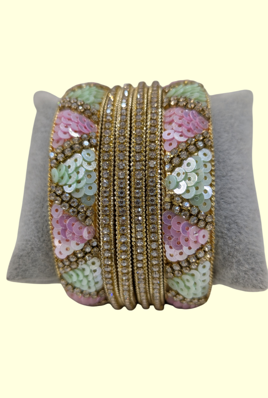 Pastel Pearl Bloom Bangle Set