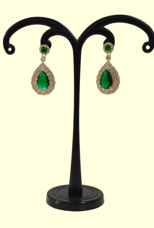 Emerald Teardrop Stone Earrings