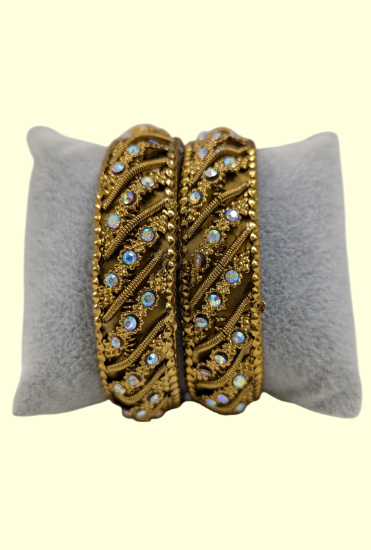 Golden Pearl Twist Bangle Set