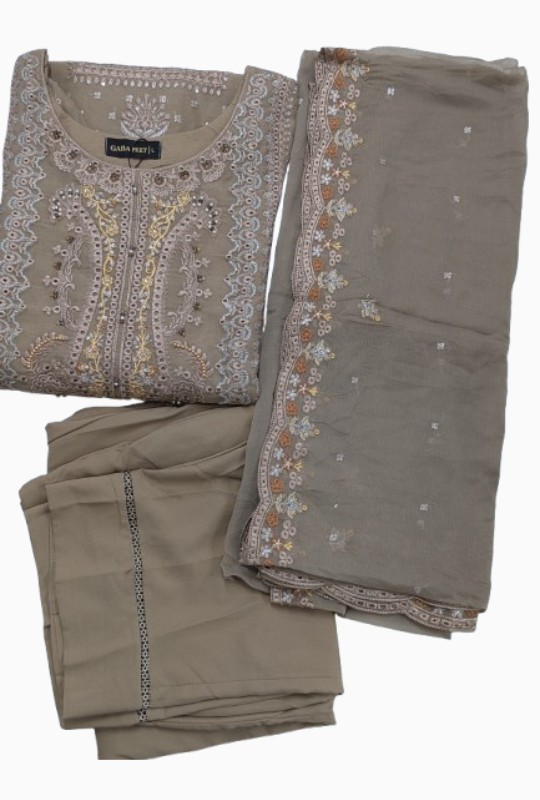 Gaba Pret By Husnara 3pcs (Stitched)