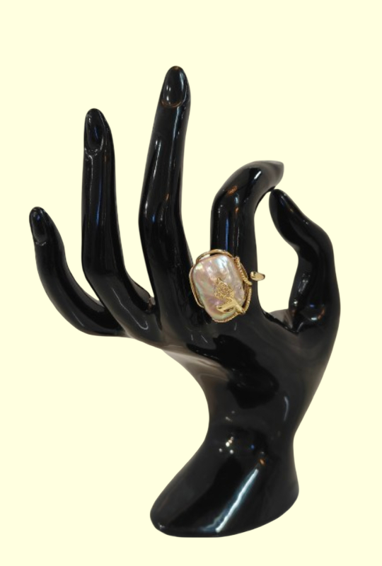 Pearl Leaf Statement Ring